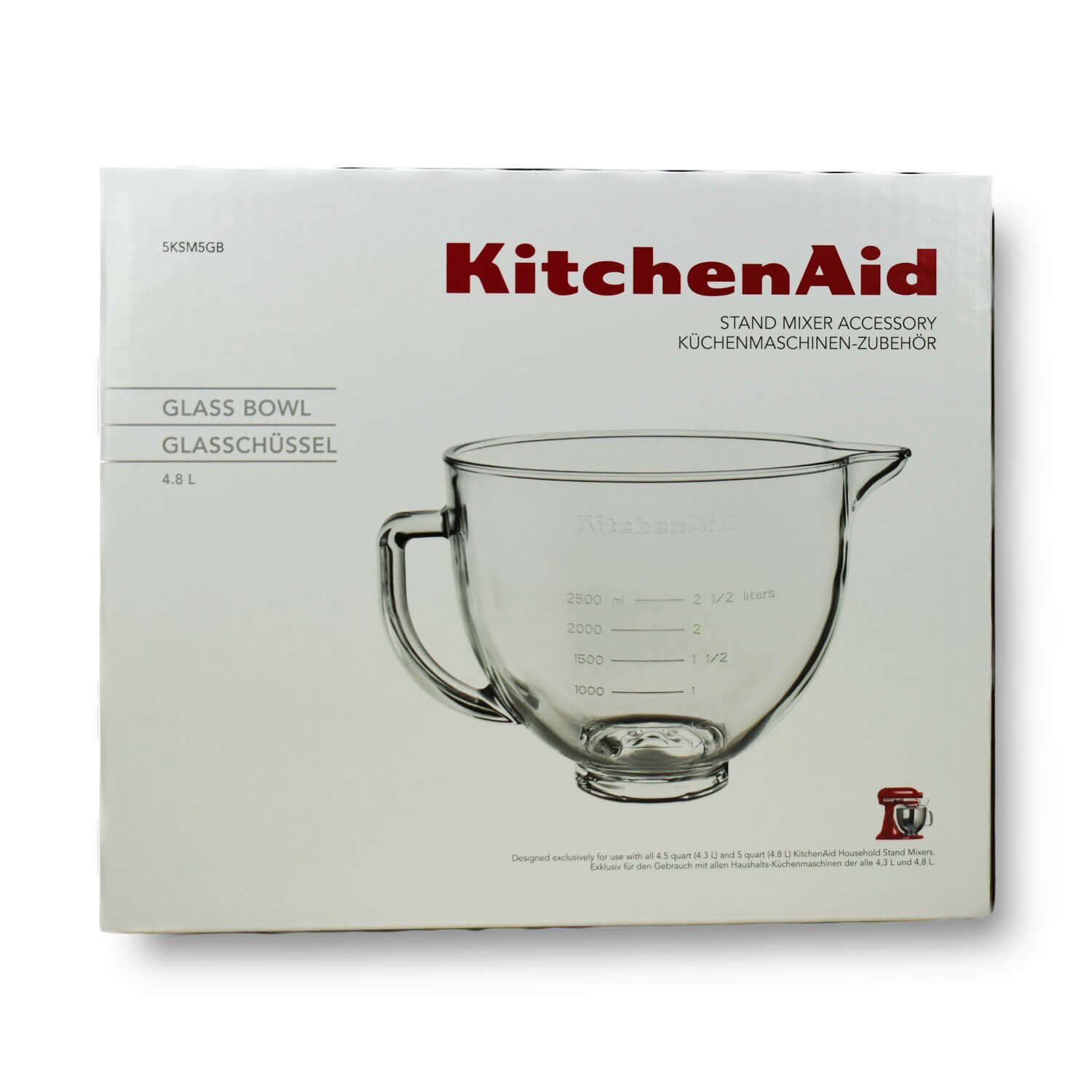 Stand mixer bowl 4,83 l 5KSM5GB, glass, KitchenAid 